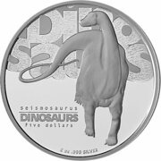5 Dollars - Elizabeth II Seismosaurus, Tuvalu, 2002 reverse image
