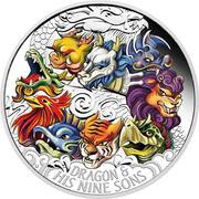 5 Dollars - Elizabeth II Dragon and his nine sons, Tuvalu, 2015 reverse image