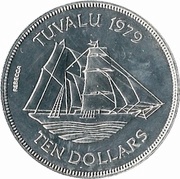 10 Dollars - Elizabeth II 2nd portrait; Rebecca, Tuvalu, 1979 reverse image