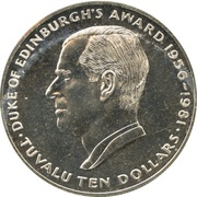 10 Dollars - Elizabeth II Duke of Edinburgh Award, Tuvalu, 1981 reverse image