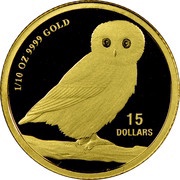 15 Dollars - Elizabeth II Australian Owl, Tuvalu, 2005-2007 reverse image