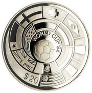 20 Dollars - Elizabeth II World Cup, Tuvalu, 1994 reverse image