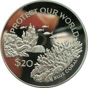 20 Dollars - Elizabeth II Blue Coral, Tuvalu, 1994 reverse image