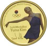 25 Dollars - Elizabeth II Yuna Kim, Tuvalu, 2010 reverse image