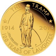 25 Dollars - Elizabeth II Charlie Chaplin – 100 Years of Laughter, Tuvalu, 2014 reverse image