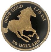 30 Dollars - Elizabeth II Horse, Tuvalu, 2004-2010 reverse image