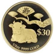 30 Dollars - Elizabeth II Year of the Ox: Longevity, Tuvalu, 2009 reverse image