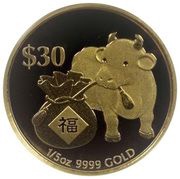 30 Dollars - Elizabeth II Year of the Ox: Prosperity, Tuvalu, 2009 reverse image