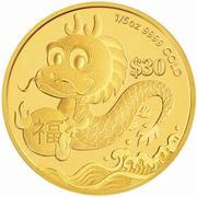 30 Dollars - Elizabeth II Year of the Dragon - Prosperity, Tuvalu, 2012 reverse image