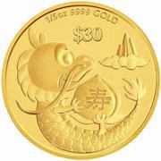 30 Dollars - Elizabeth II Year of the Dragon - Success, Tuvalu, 2012 reverse image