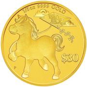 30 Dollars - Elizabeth II Year of the Horse - Prosperity, Tuvalu, 2014 reverse image