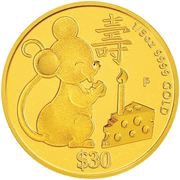 30 Dollars - Elizabeth II Year of the Mouse - Longevity, Tuvalu, 2020 reverse image