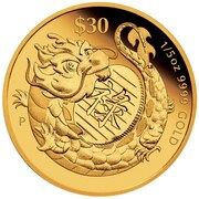 30 Dollars - Charles III Year of the Dragon: Success, Tuvalu, 2023 reverse image