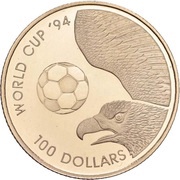 100 Dollars - Elizabeth II FIFA World Cup USA, Tuvalu, 1994 reverse image