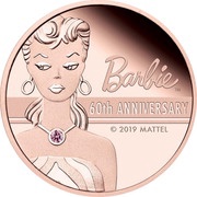 500 Dollars - Elizabeth II Barbie, Tuvalu, 2019 reverse image