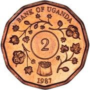 2 Shillings, Uganda, 1987 reverse image