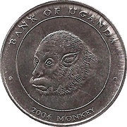 100 Shillings Monkey; steel, Uganda, 2004 reverse image