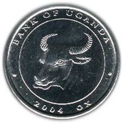 100 Shillings Ox; steel, Uganda, 2004 reverse image