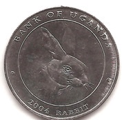 100 Shillings Rabbit; steel, Uganda, 2004 reverse image