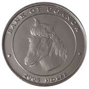 100 Shillings Horse; nickel plated steel, Uganda, 2004 reverse image