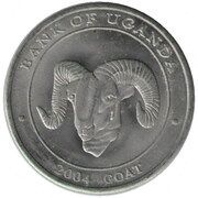 100 Shillings Goat; nickel plated steel, Uganda, 2004 reverse image