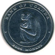 100 Shillings Monkey; copper-nickel, Uganda, 2004 reverse image
