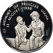 1000 Shillings Princess Diana and disabled child, Uganda, 1998 reverse image