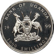 1000 Shillings 20 Euro cent Austria, Uganda, 1999 obverse image