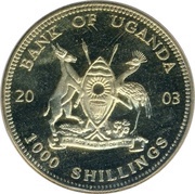 1000 Shillings John Paul II; bronze obverse image