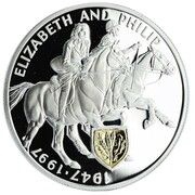 2000 Shillings Golden Wedding; silver, Uganda, 1997 reverse image
