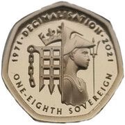 ⅛ Sovereign - Elizabeth II Decimal anniversary reverse image