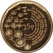 25 Pence - Elizabeth II Remembrance Day, United Kingdom, 2018 reverse image