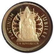 ¼ Sovereign - Elizabeth II Platinum Jubilee - Queen on throne, United Kingdom, 2022 reverse image
