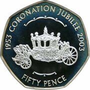 50 Pence - Elizabeth II Coronation Jubilee reverse image