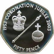 50 Pence - Elizabeth II Coronation Jubilee reverse image