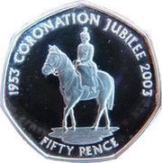 50 Pence - Elizabeth II Coronation Jubilee, United Kingdom, 2003 reverse image