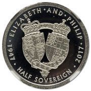 ½ Sovereign - Elizabeth II Platinum Wedding reverse image
