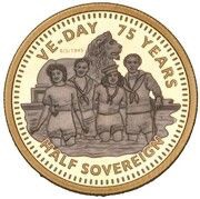 ½ Sovereign - Elizabeth II VE Day reverse image