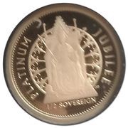 ½ Sovereign - Elizabeth II Platinum Jubilee - Queen on throne, United Kingdom, 2022 reverse image