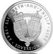 1 Sovereign - Elizabeth II Platinum Wedding; Platinum Proof reverse image
