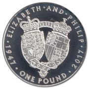 1 Pound - Elizabeth II Platinum Wedding; Silver Proof, United Kingdom, 2017 reverse image