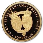 1 Sovereign - Elizabeth II Platinum Wedding; Gold Proof, United Kingdom, 2017 reverse image