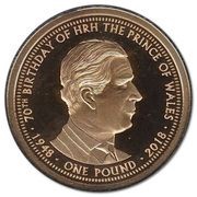 1 Pound - Elizabeth II Prince Charles 70th Birthday, United Kingdom, 2018 reverse image