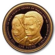 1 Pound - Elizabeth II Royal Wedding Harry and Meghan; Gold Piedfort, United Kingdom, 2018 reverse image