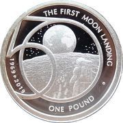 1 Pound - Elizabeth II The 50th Anniversary of the Moon Landing, United Kingdom, 2019 reverse image