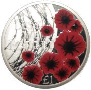 1 Pound - Elizabeth II Remembrance Day; Silver, United Kingdom, 2019 reverse image