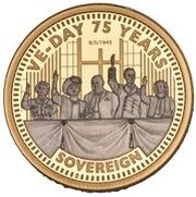 1 Sovereign - Elizabeth II VE Day reverse image
