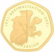 1 Sovereign - Elizabeth II Decimal anniversary reverse image