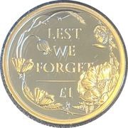 1 Pound - Elizabeth II Remembrance Day; Gold Proof, United Kingdom, 2022 reverse image