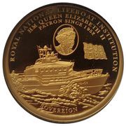 1 Sovereign - Elizabeth II RNLI - Roy Barker I and Queen; Gold Proof, United Kingdom, 2022 reverse image